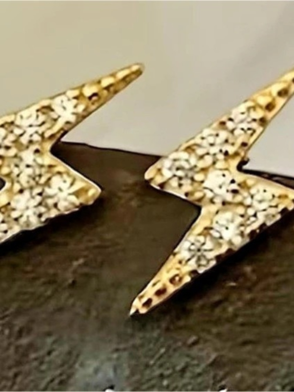 Lightning Bolt Statement Earrings in Gold Like New